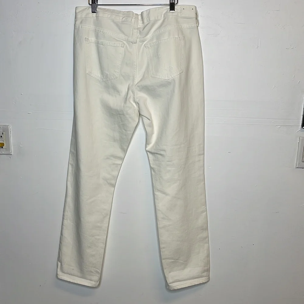 J. Crew White Distressed Straight Jeans